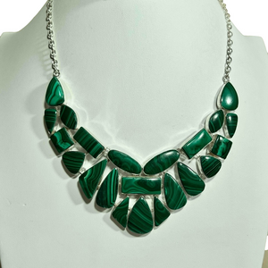 Malachite 925 Silver Large Gemstone Necklace